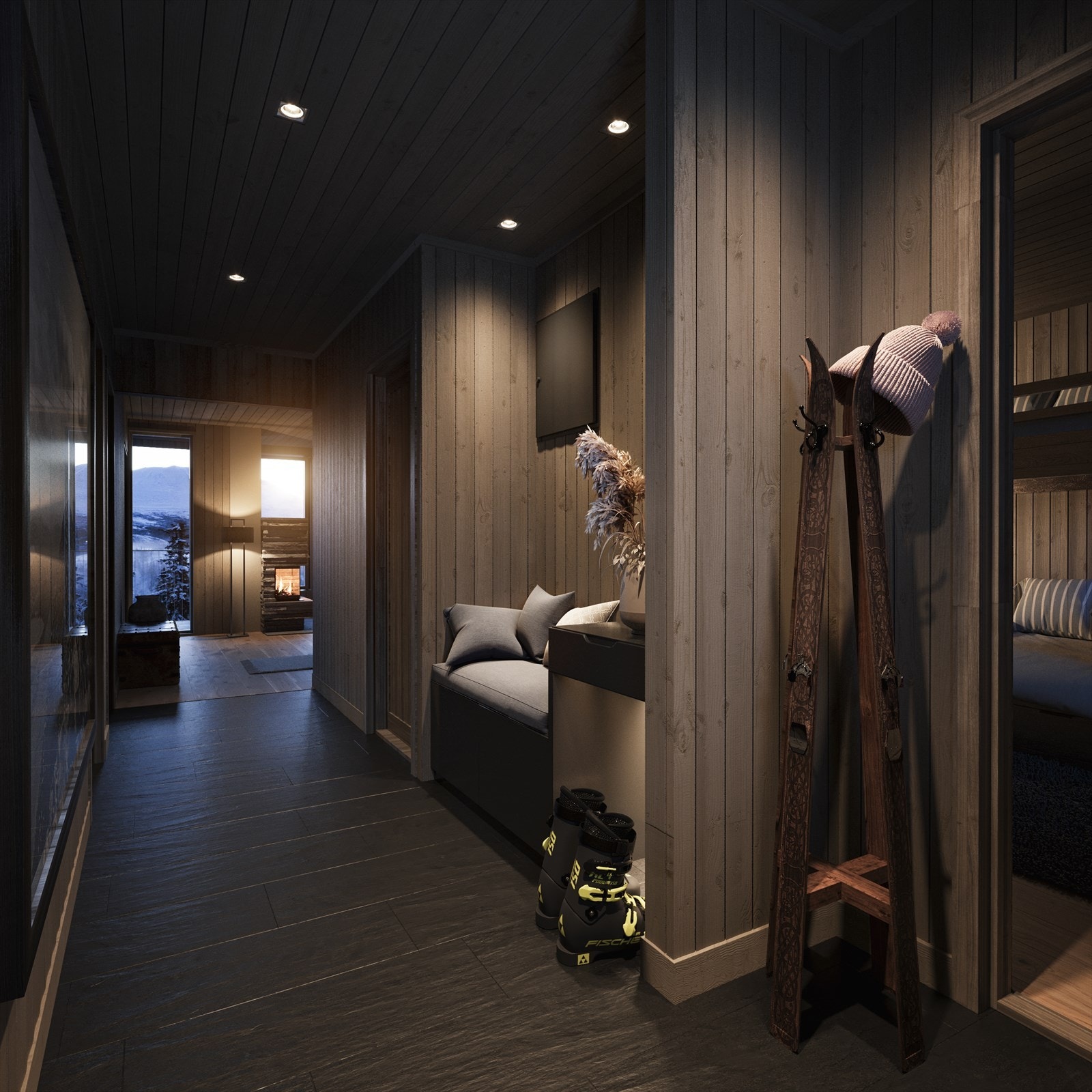 Illustrasjon av gangen i leilighet 202 Galleribilde