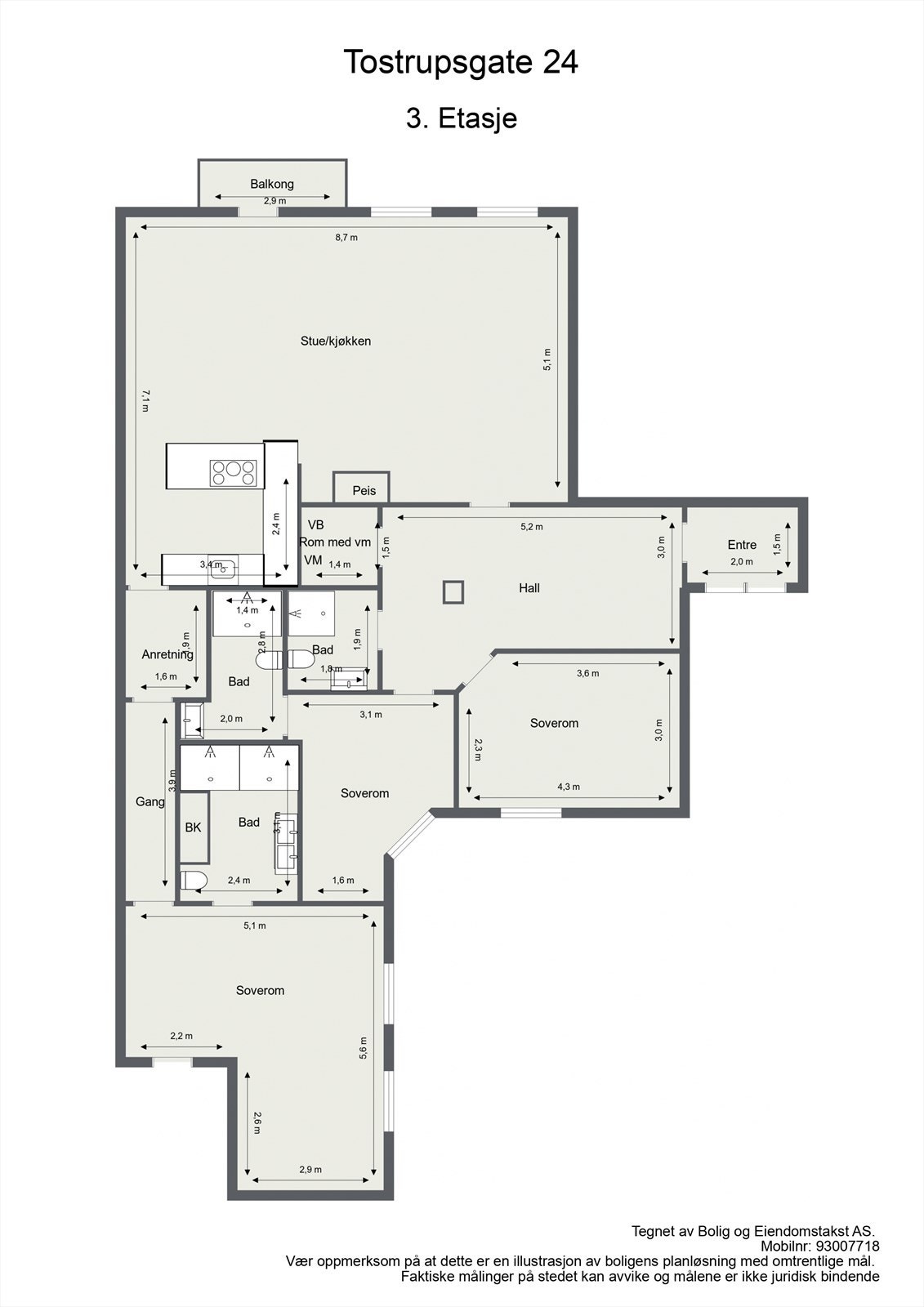 Det er lagt opp til at man kan sette inn badekar på badet inn fra hovedsoverom (som illustrert på plantegningen) Galleribilde