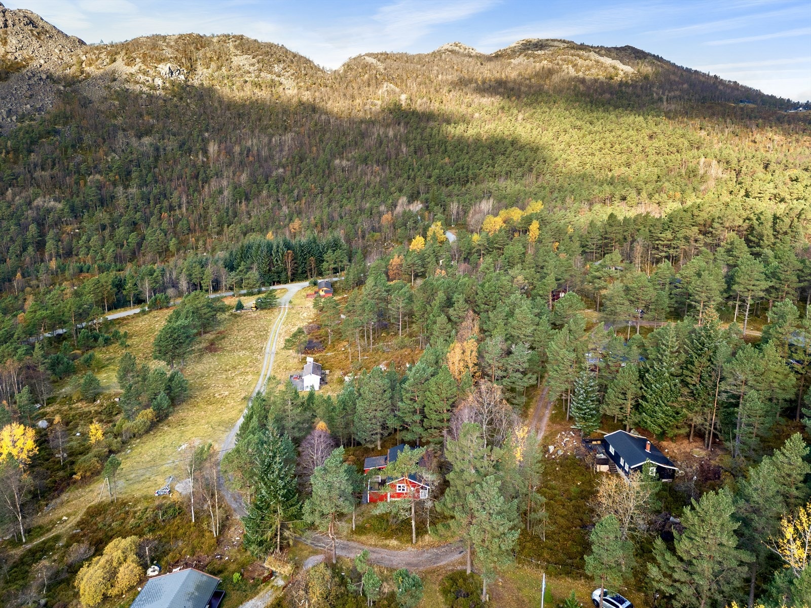 Kun kort vei fra parkeringsplass og til hytten, slik at det er lett å frakte med seg det en ønsker. Galleribilde