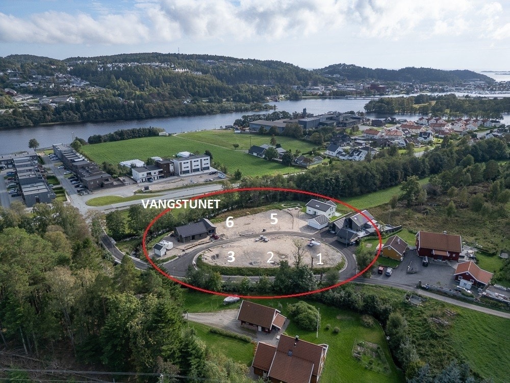 Vangstunet med markering av felt og ledige tomter Galleribilde