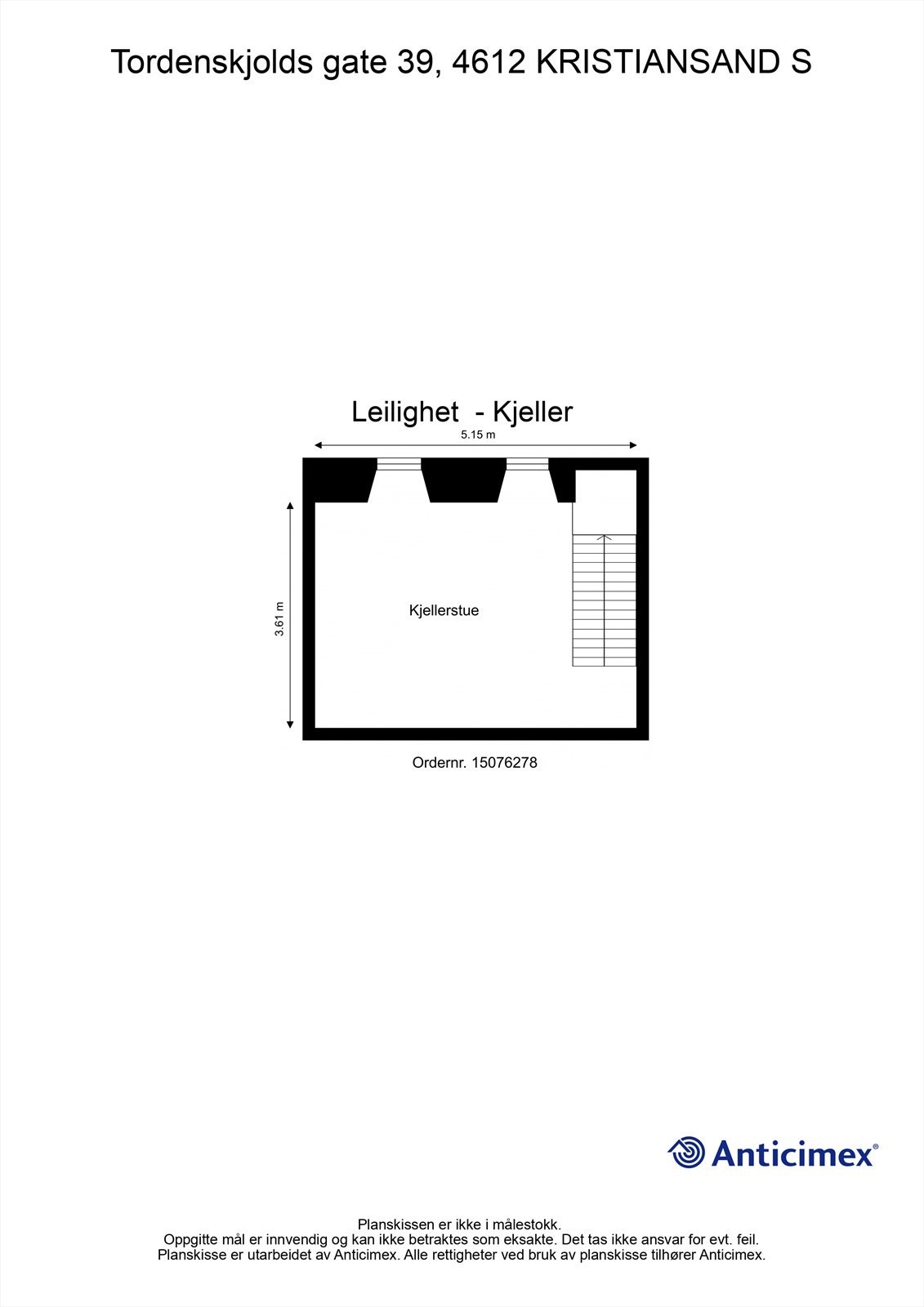 Kjeller - 2D plantegning med mål Galleribilde