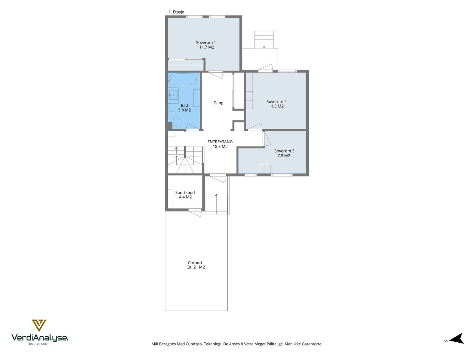 Planskisse for 1. etasje - ca. 63 m². Galleribilde