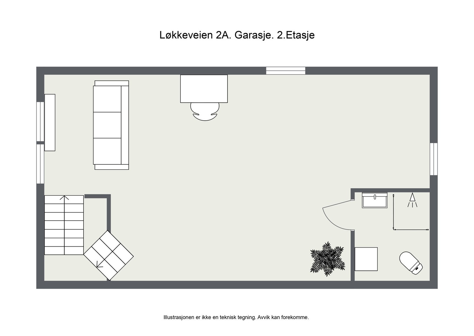 Plantegning - Garasjeloft med bad/WC Galleribilde