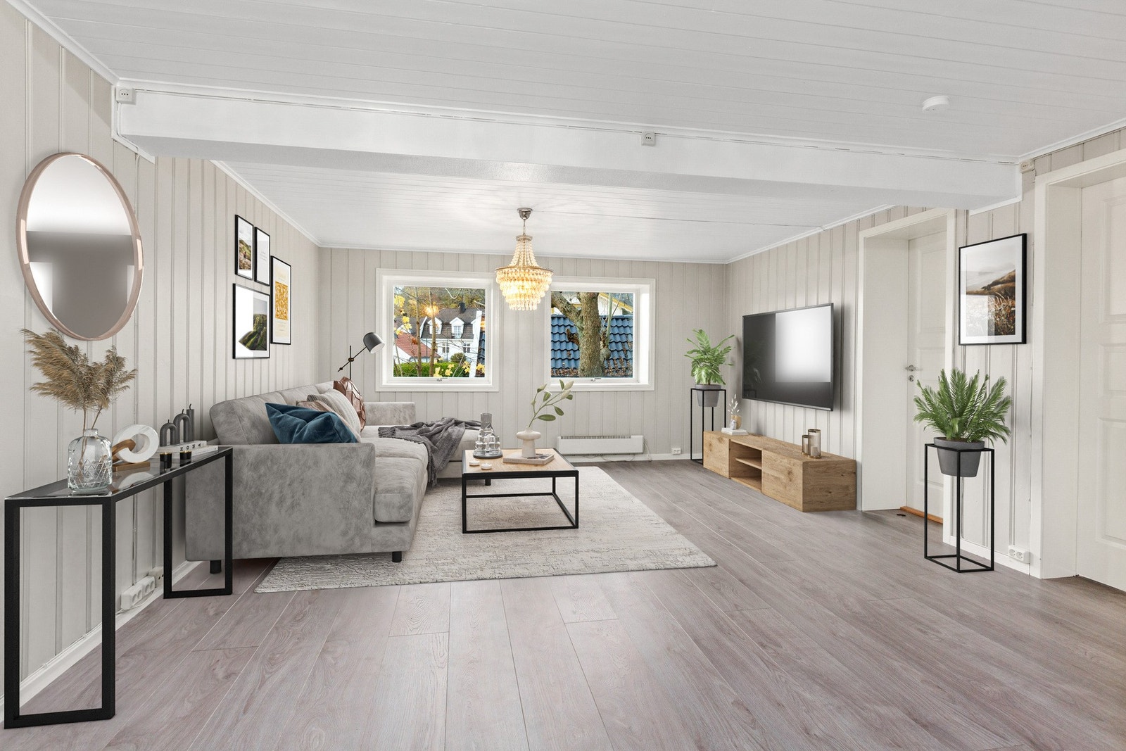 Stue i underetasjen - Stylingen er digitalt visualisert Galleribilde