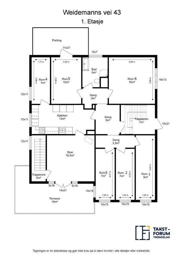 Plantegning 1.etg Galleribilde