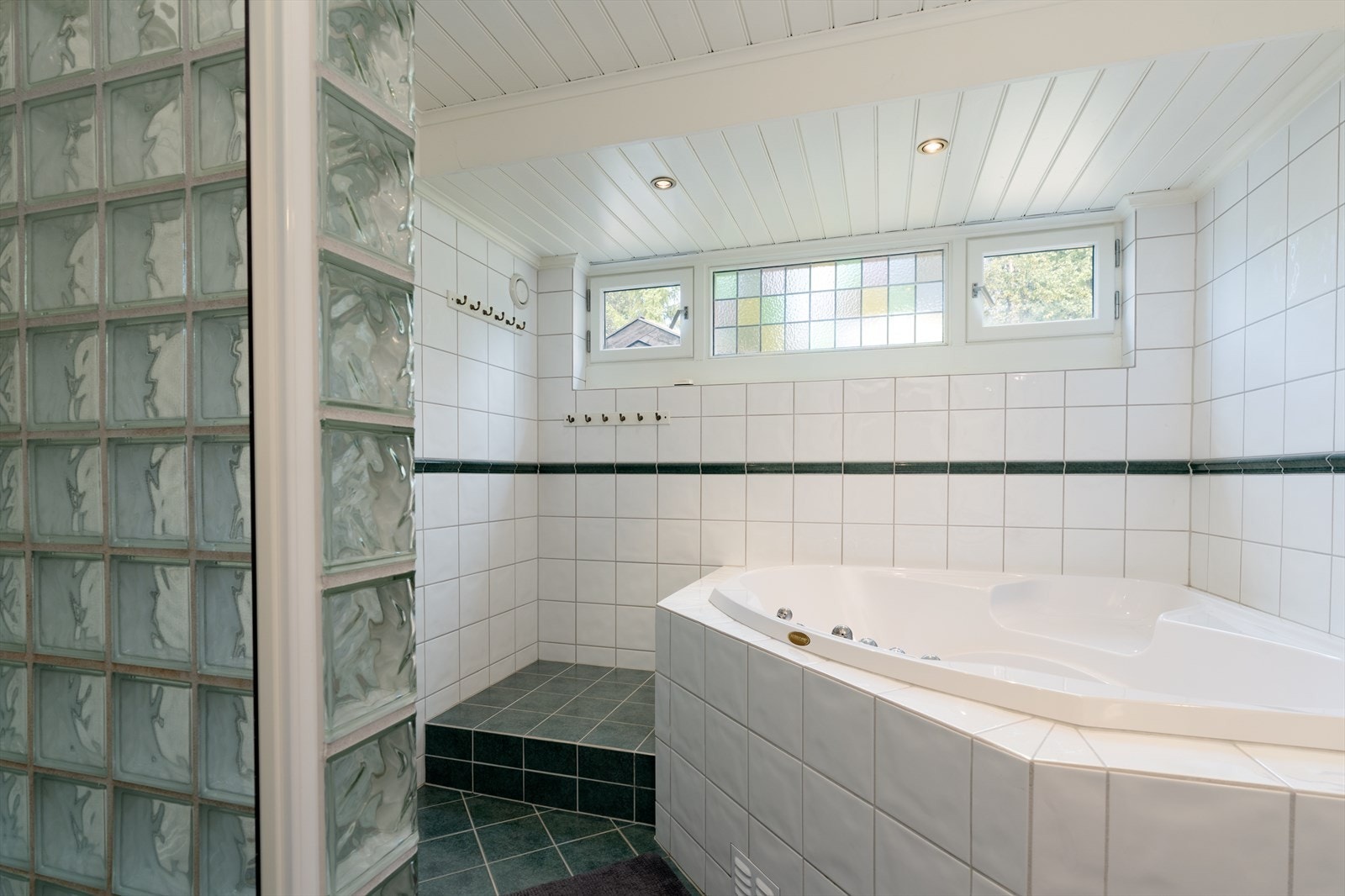 Stort bad i underetasjen med både dusj, badekar og til og med badstue! Galleribilde