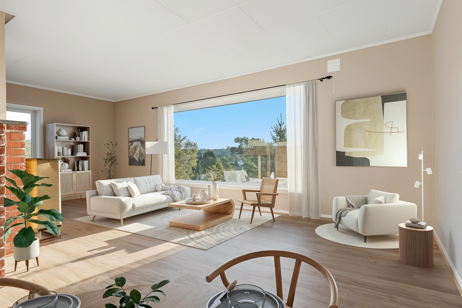 Romslig areal med alt på en flate - ca 120 kvm (digitalt stylet bilde) Galleribilde