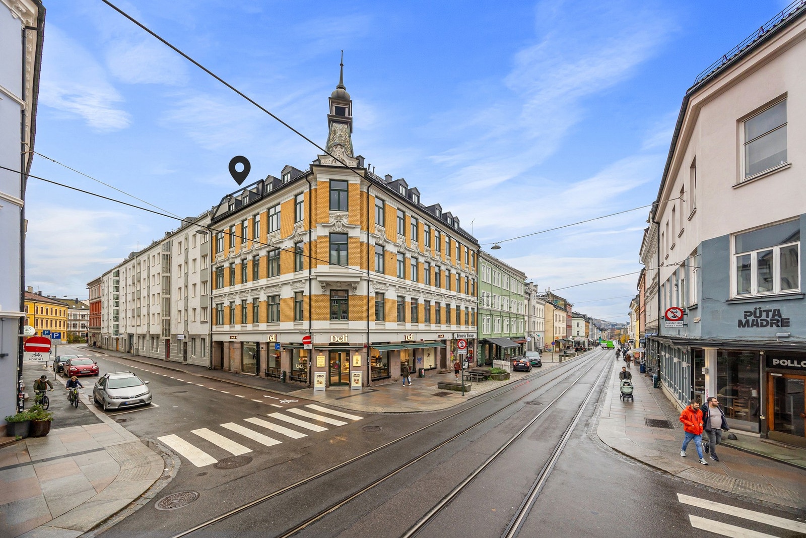 Fasade. Leiligheten er markert med pil. Galleribilde