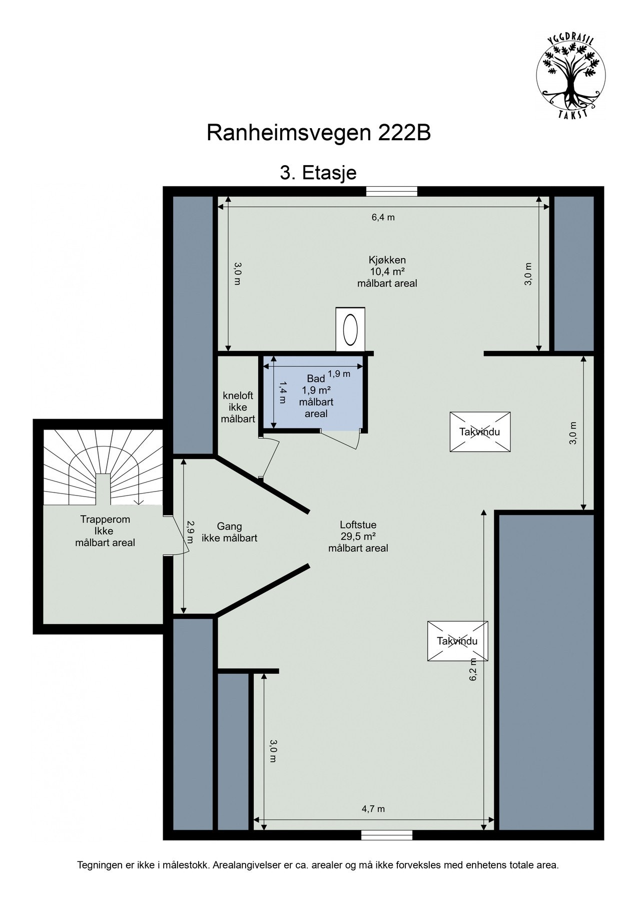 Plantegning 3. etasje Galleribilde