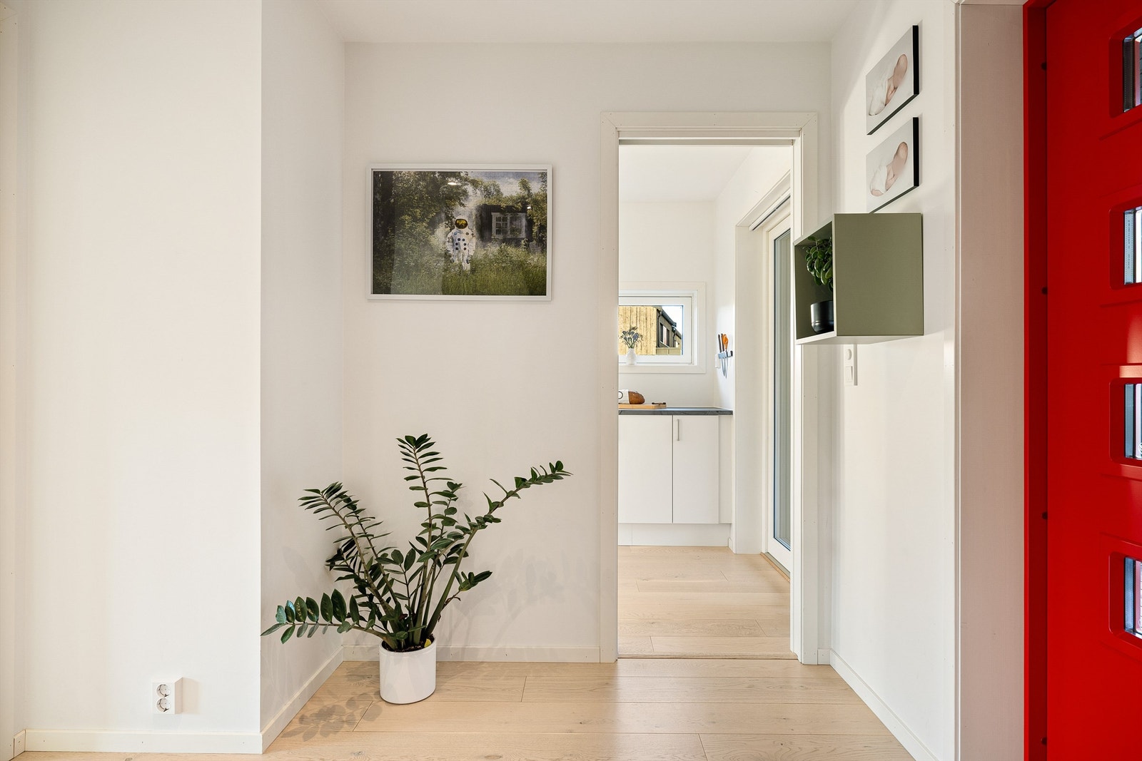 Handleposene kan enkelt bæres rett inn til kjøkkenet - rett fra entreen. Galleribilde