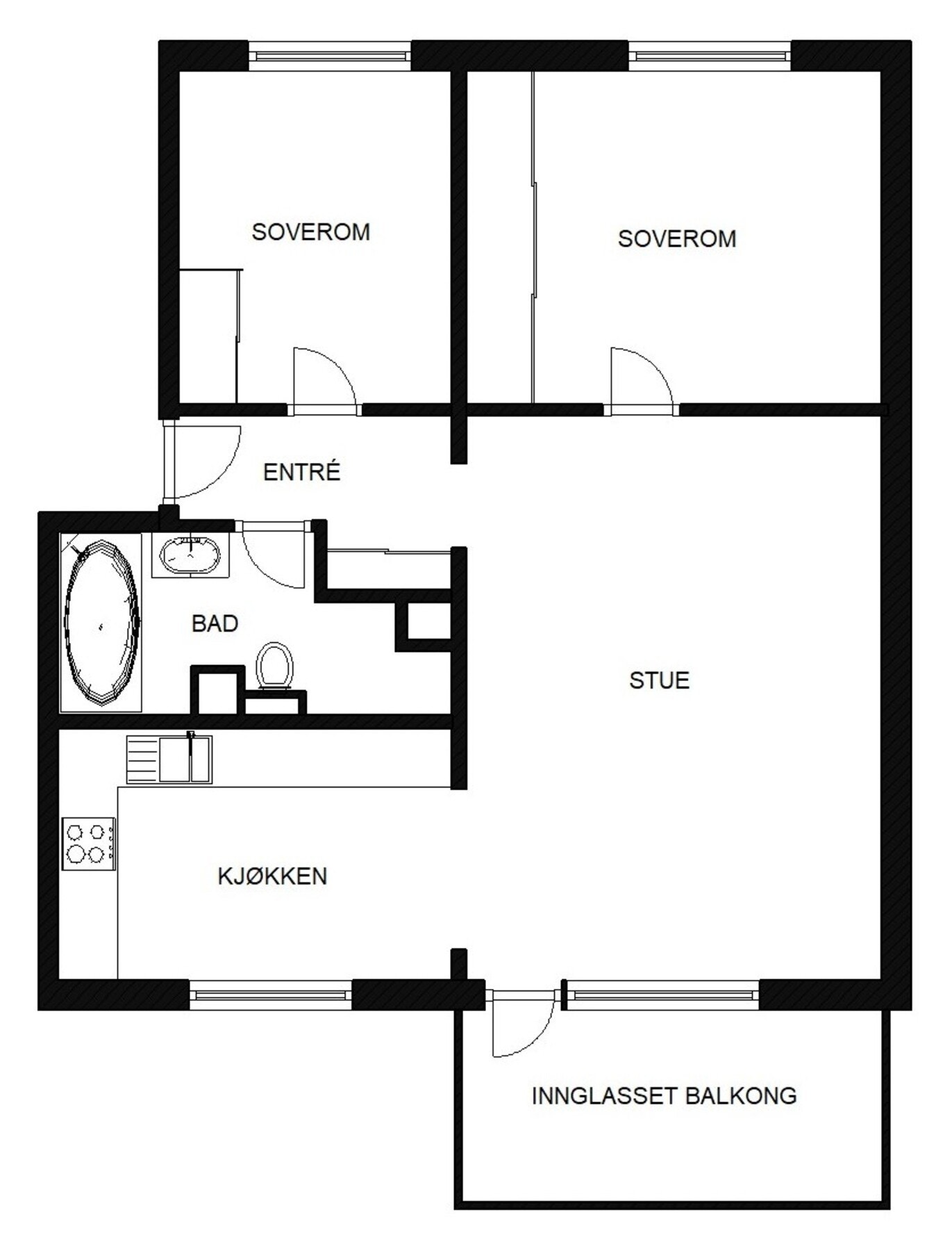 Planskisse. I tillegg disponerer leiligheten 2 kjellerboder. Galleribilde