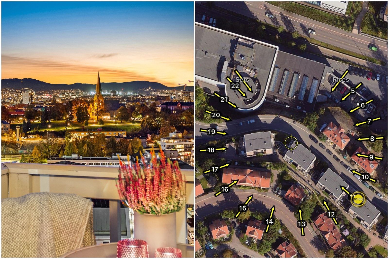 Herlig utsikt fra inngangspartiet. Her er det også kveldssol. Galleribilde