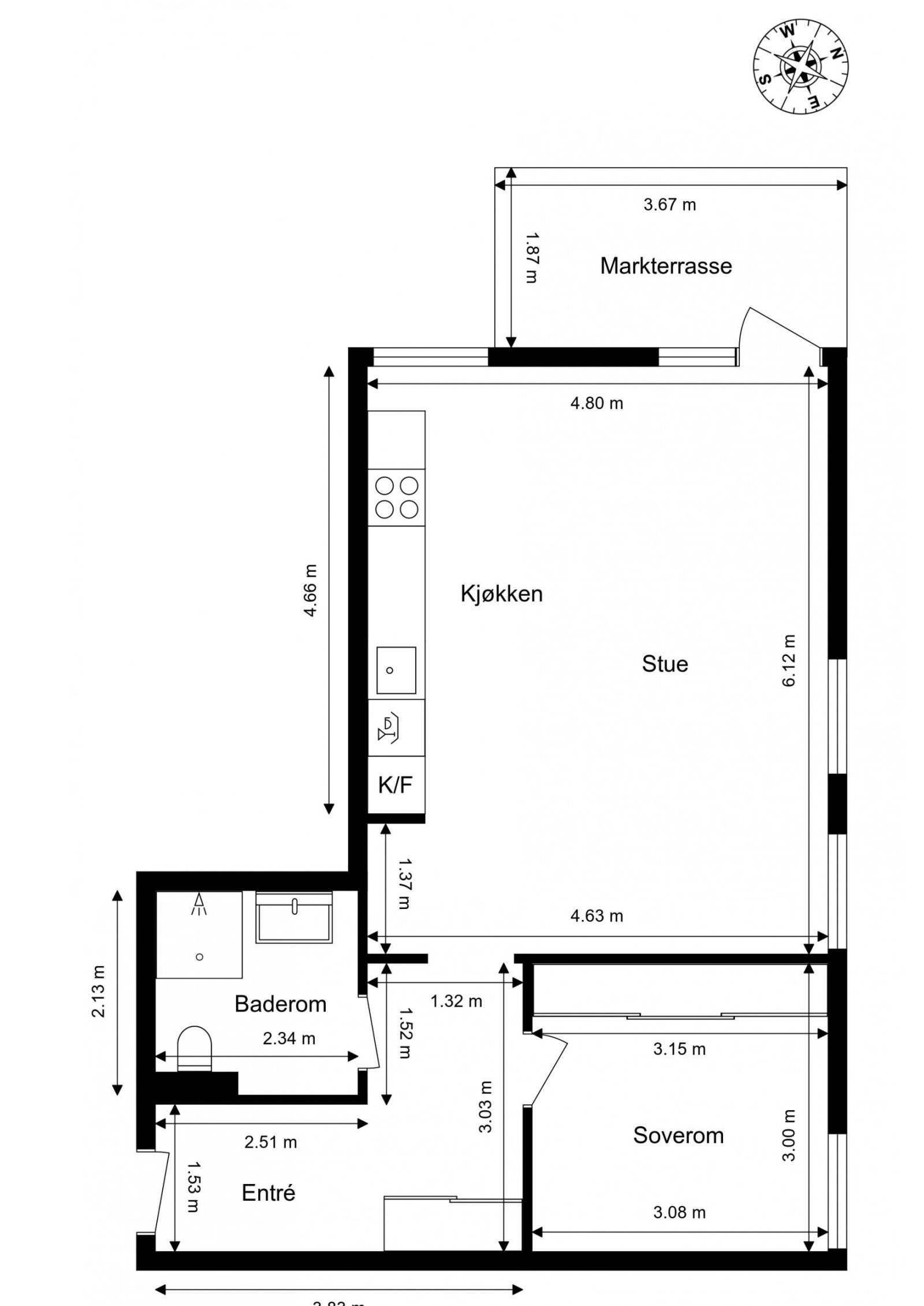 Målsatt plantegning Galleribilde
