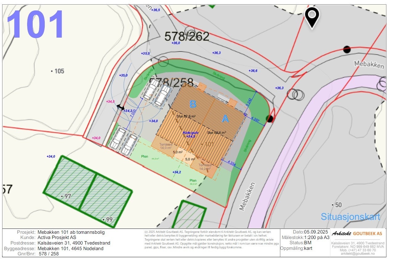 Situasjonsplan, Mebakken 101 Galleribilde