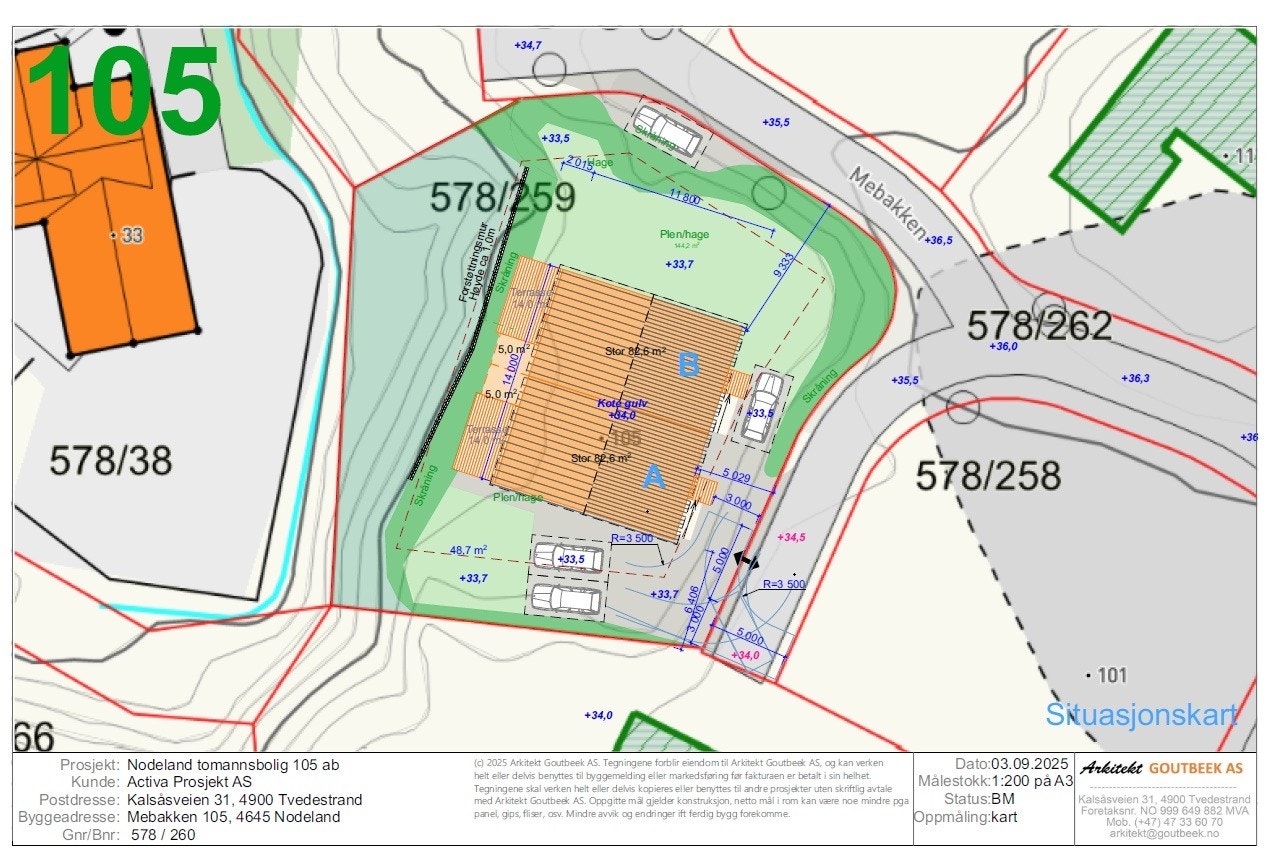 Situasjonsplan. Mebakken 105 Galleribilde