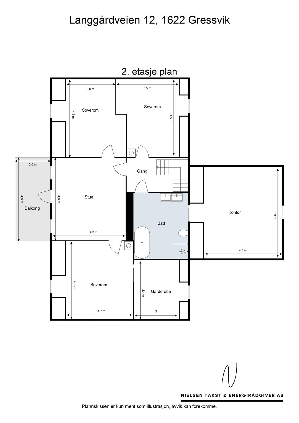 Veiledende skisse av andre etasje. Galleribilde