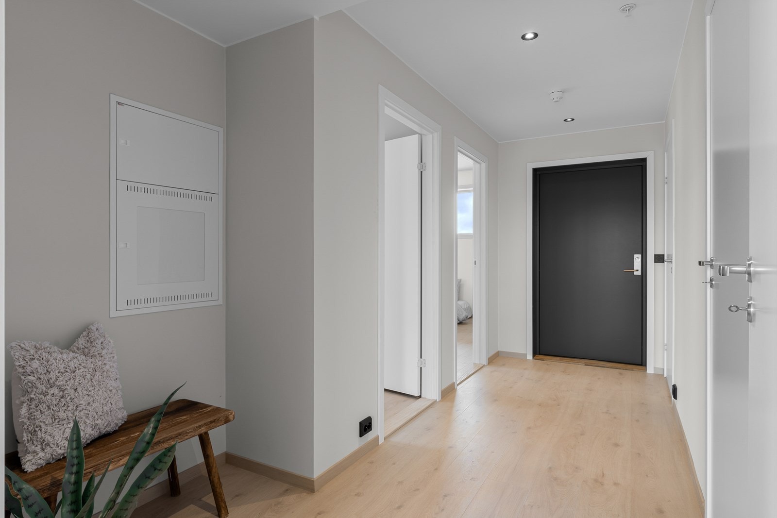 En kommer inn i en pen entré/gang med god plass til å henge fra seg både klær og sko. (Bilde tatt fra H0502) Galleribilde