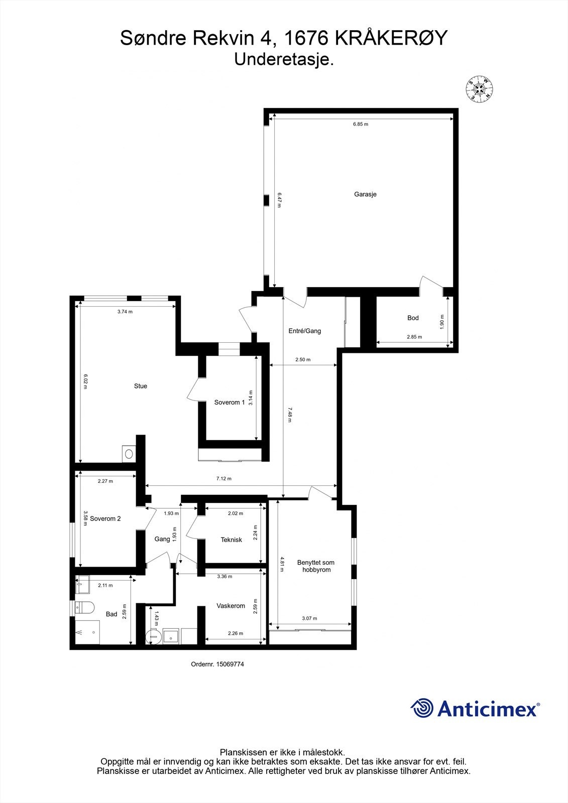 Veiledende skisse av underetasje. Galleribilde