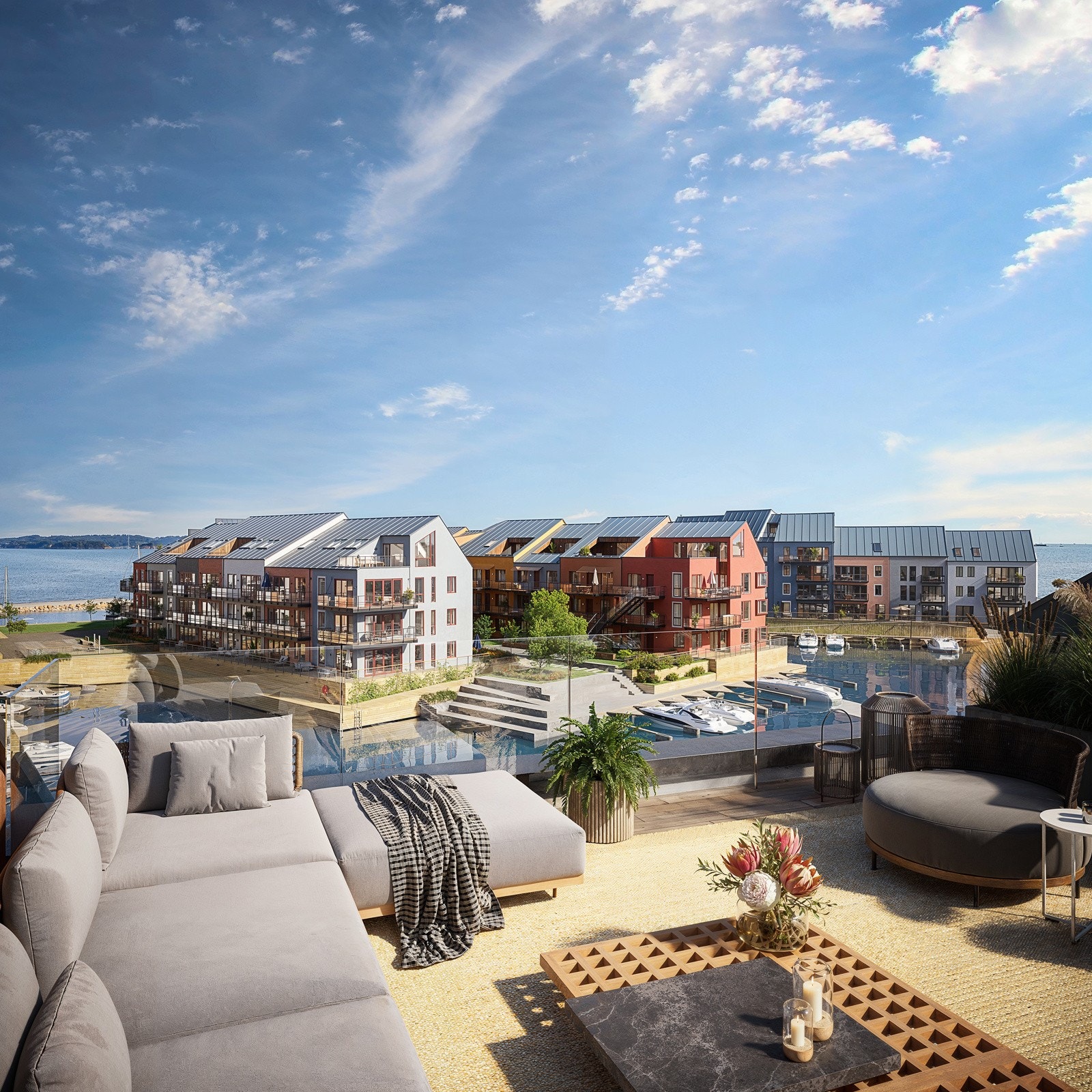 Illustrasjon av takterrassen møblert Galleribilde