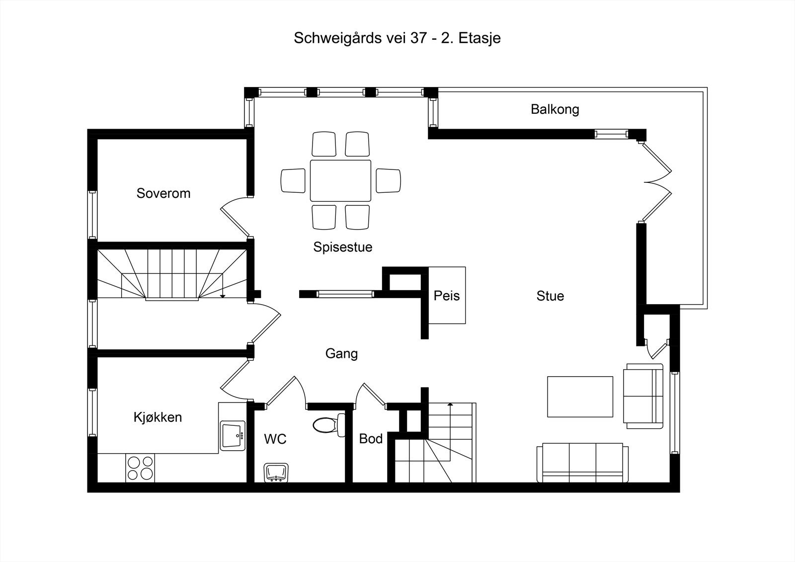 Planløsning 2. etasje Galleribilde