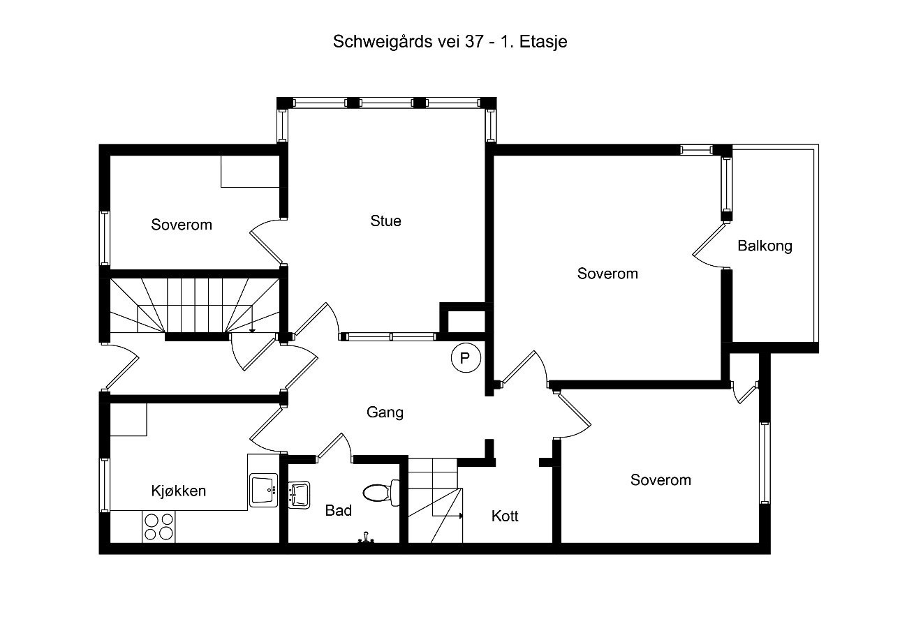 Planløsning 1. etasje Galleribilde