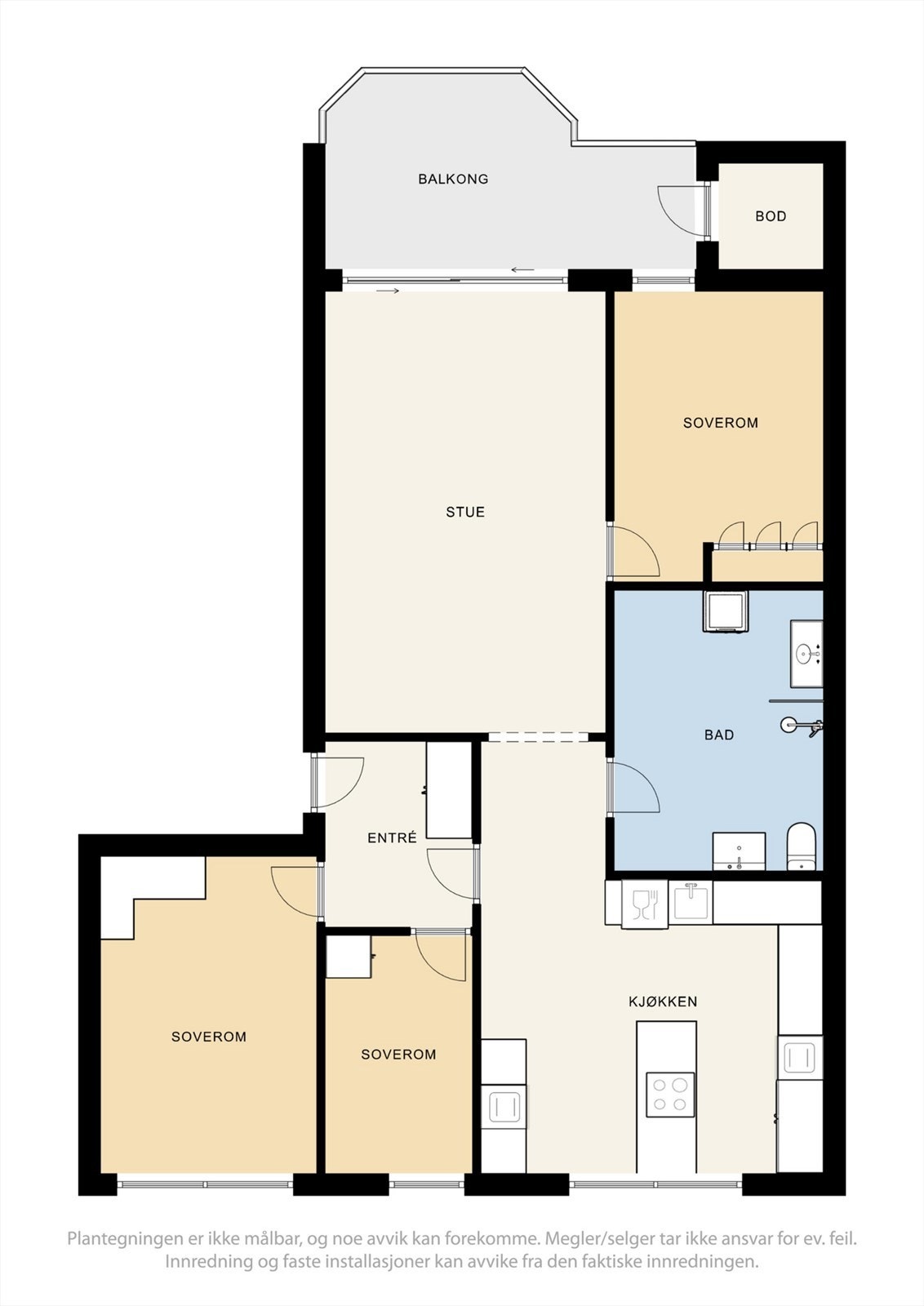 Alternativ plantegning dersom man ønsker et større bad. Galleribilde