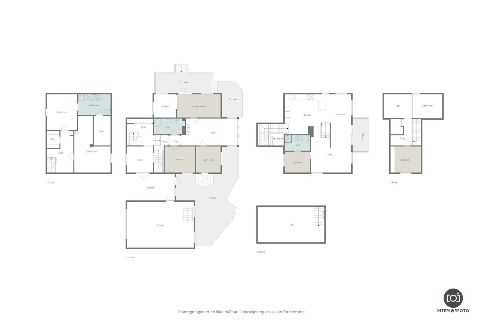 Plantegning alle etasjer. Galleribilde