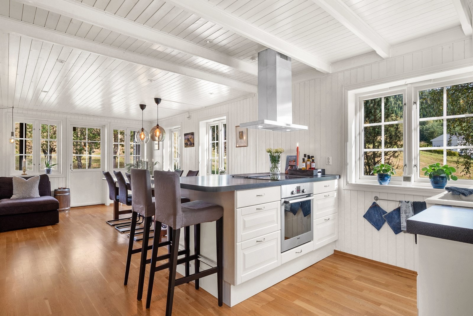 Store vindusflater gir rikelig med naturlig lysinnslipp i hele boligen Galleribilde