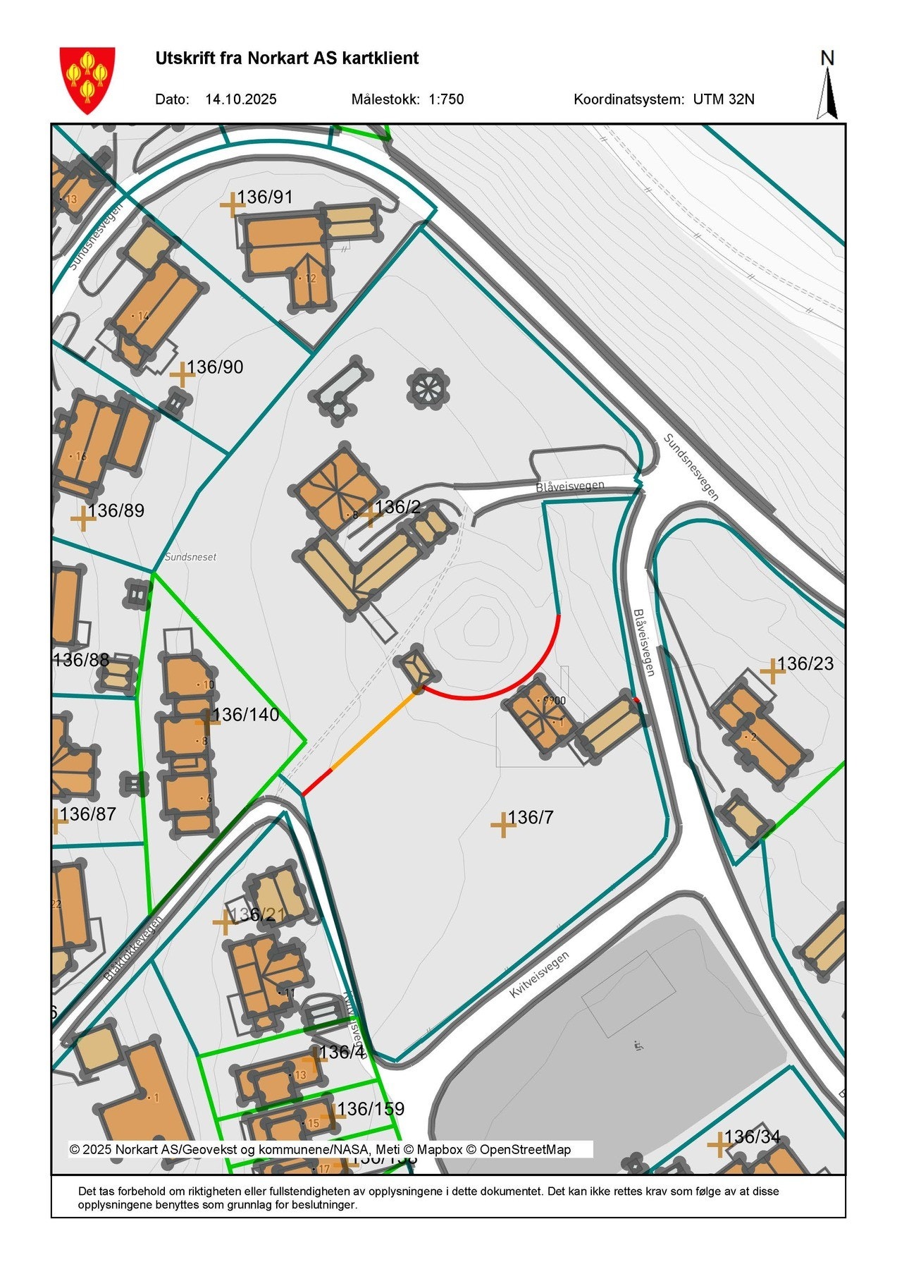 Tomtegrenser hentet fra Inderøy kommune sine kart. Galleribilde