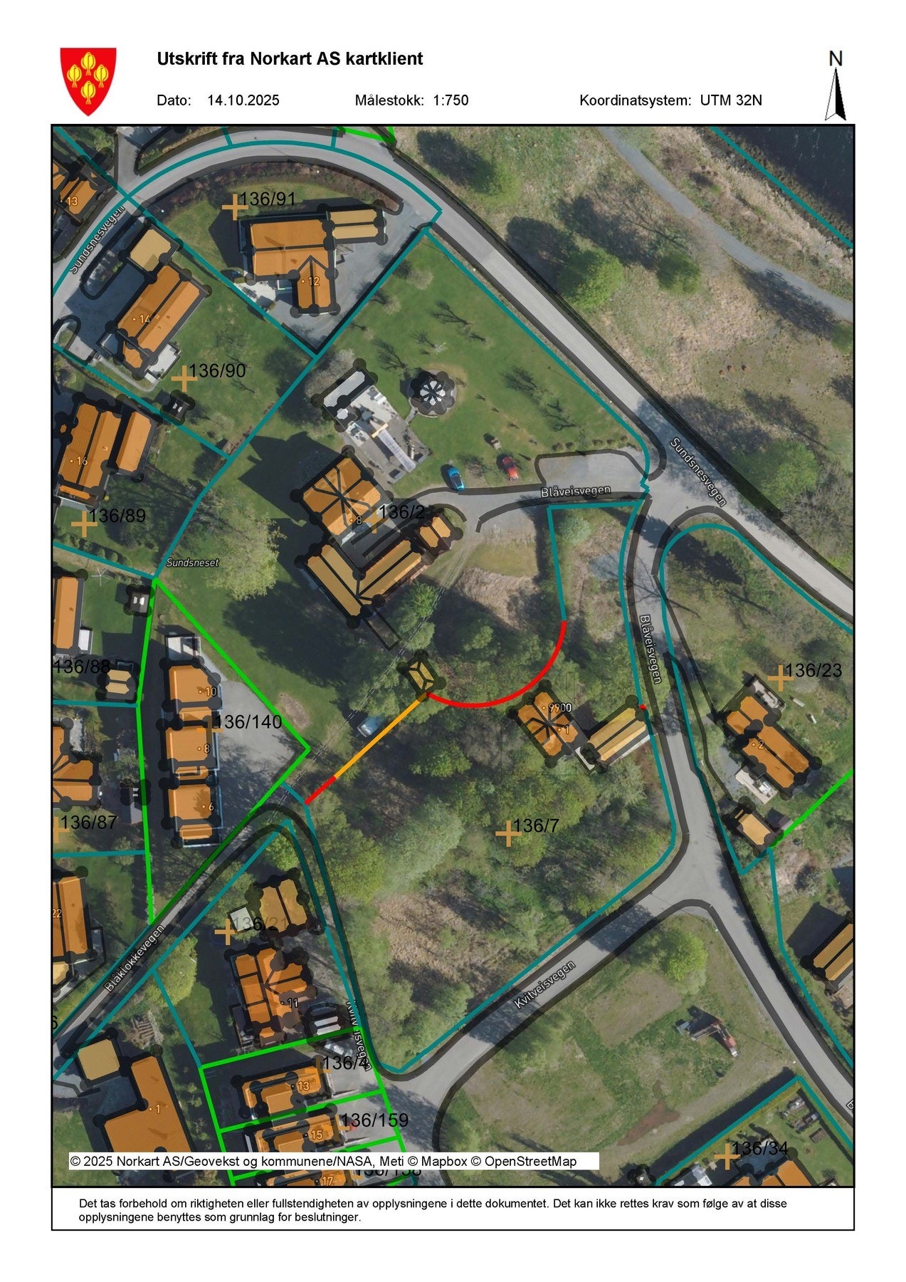 Tomtegrenser hentet fra Inderøy kommune sine kart. Galleribilde