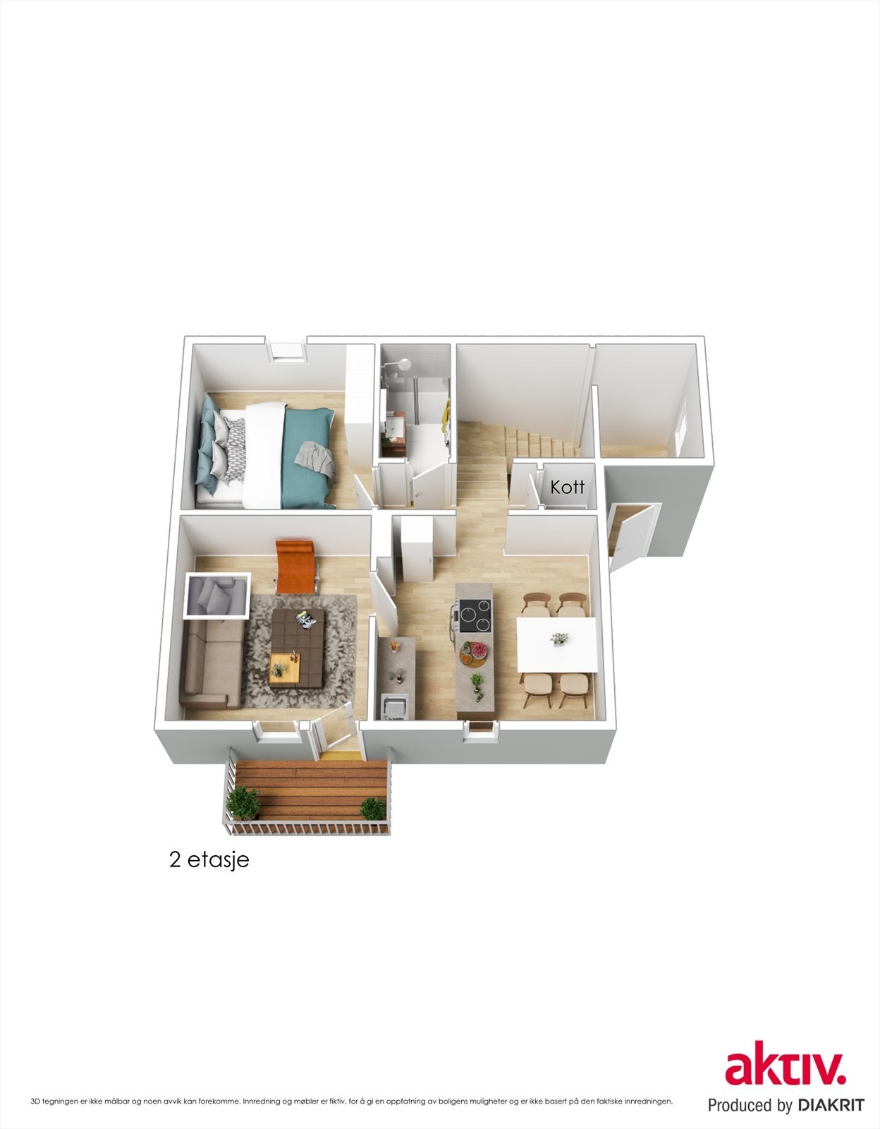 3d plantegning 2.etasje Galleribilde
