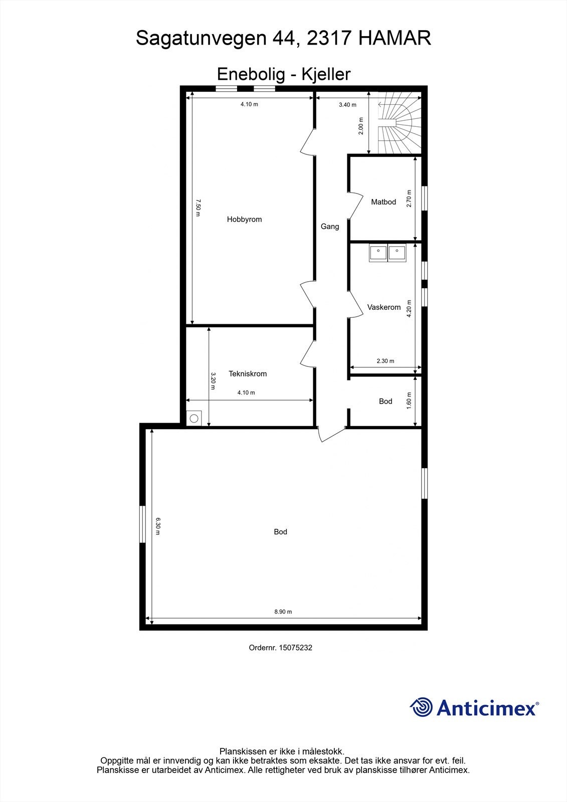 Plantegning kjeller. Galleribilde