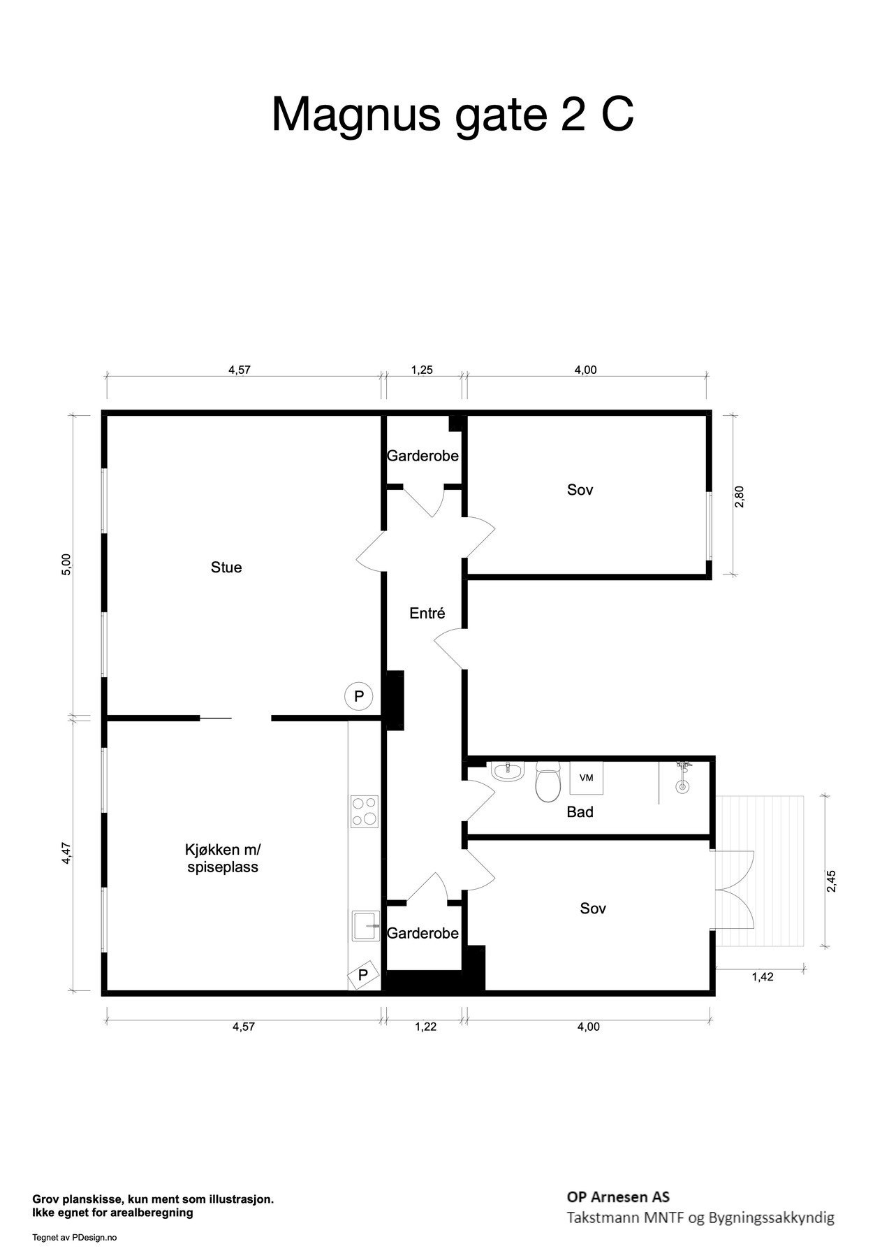 Plantegning med mål. Galleribilde
