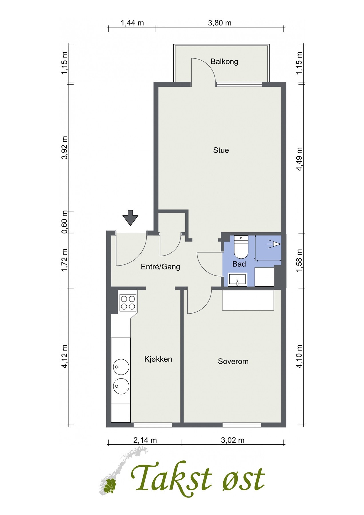 Før vi går videre er det greit med en orientering. I tillegg disponerer leiligheten en kjeller- og loftsbod. Det er også felles treningsrom, vaskeri, sykkelbod. Galleribilde