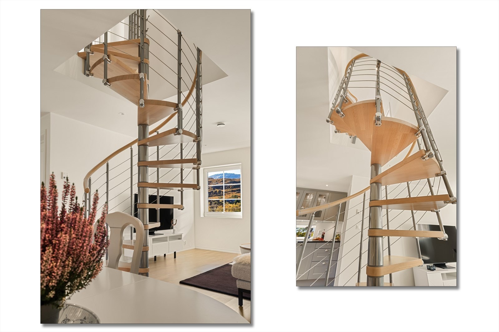 Stilfull trapp og pen romdeler. Galleribilde