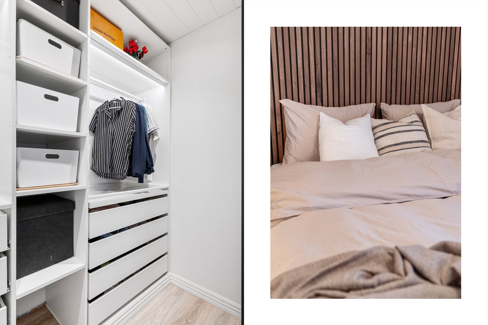 - Walk-in closet er en stor drøm for mange! Et helt rom kun for garderoben, godt organisert i hyller og skap - Galleribilde