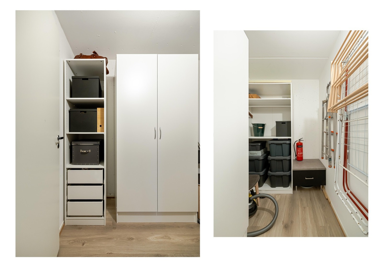 Fra kjøkkenet er det en innvendig bod på ca. 5 kvm som passer ypperlig som hjemmekontor eller walk-in-garderobe. Galleribilde