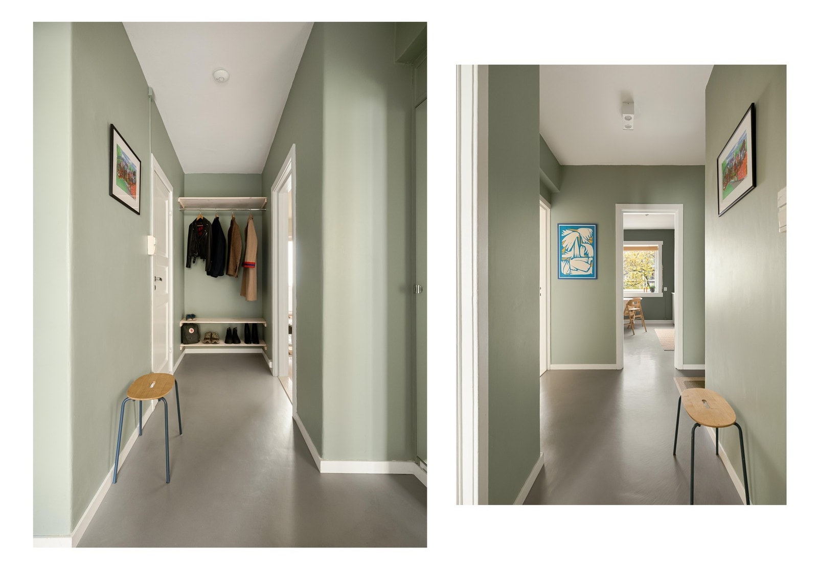 I tillegg er det rikelig med plass til oppheng av yttertøy og lagring av sko. Gulv er belagt med mikrosement, og under denne er det lagt varmekabler. Galleribilde