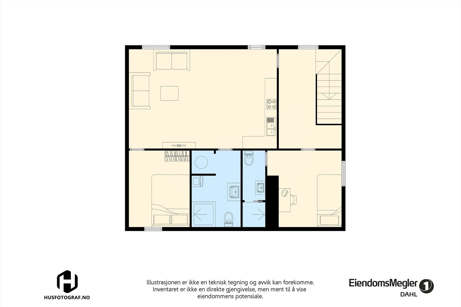 Fra trappen i stuen er det også nedgang til underetasjen. Galleribilde