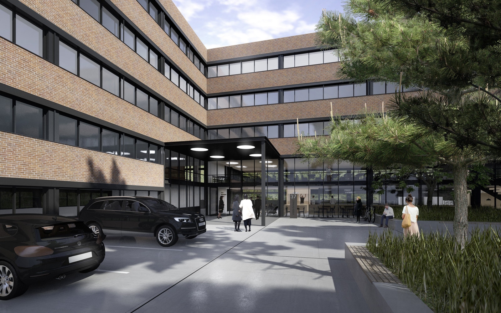 Illustrasjon av ny fasade/hovedinngang ( Strandveien 37) Galleribilde