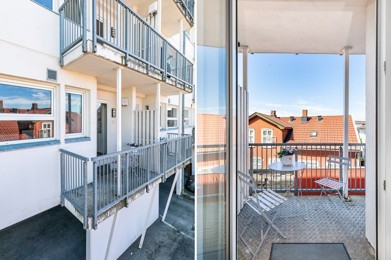 Under balkongens heldekkende overbygg er det lunt og trivelig - spesielt i kveldssolen sommerstid. Galleribilde