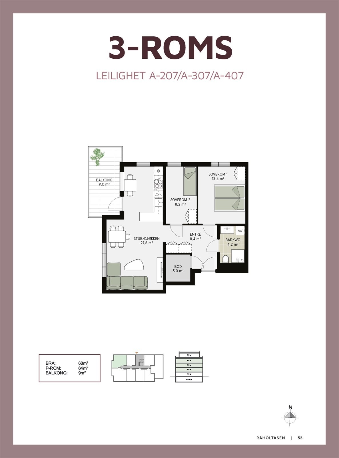 Planløsning av leilighet A407. Galleribilde