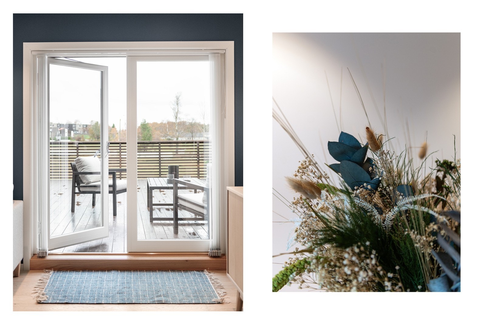 Fra stuen er det utgang til en stor og flott veranda! Her kan man nyte den landlige utsikten og solen. Galleribilde