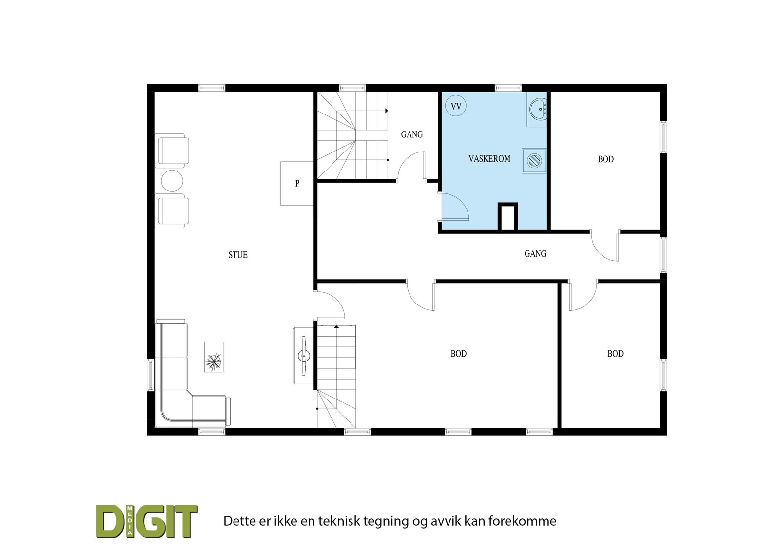 Planløsning kjellerplanet Galleribilde