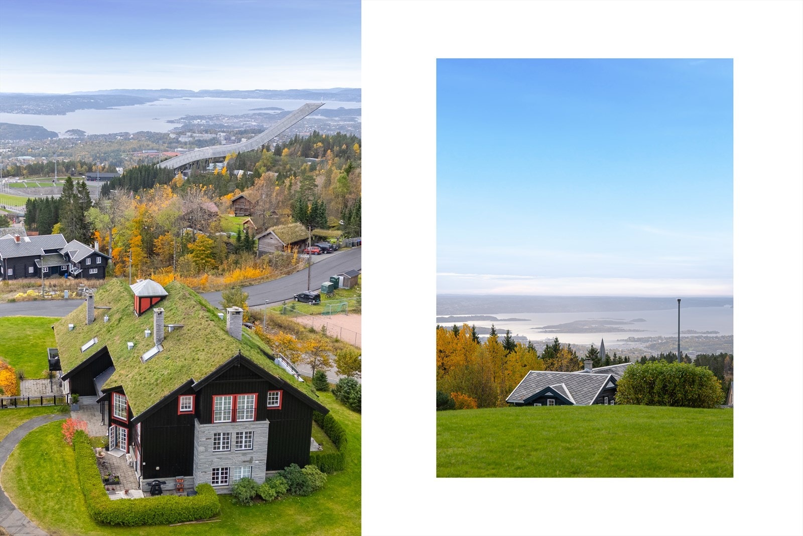 Sameiet ligger 410 meter over havet, med panoramautsikt over Oslo og omegn - en av Voksenkollens flotteste utsikter. Galleribilde