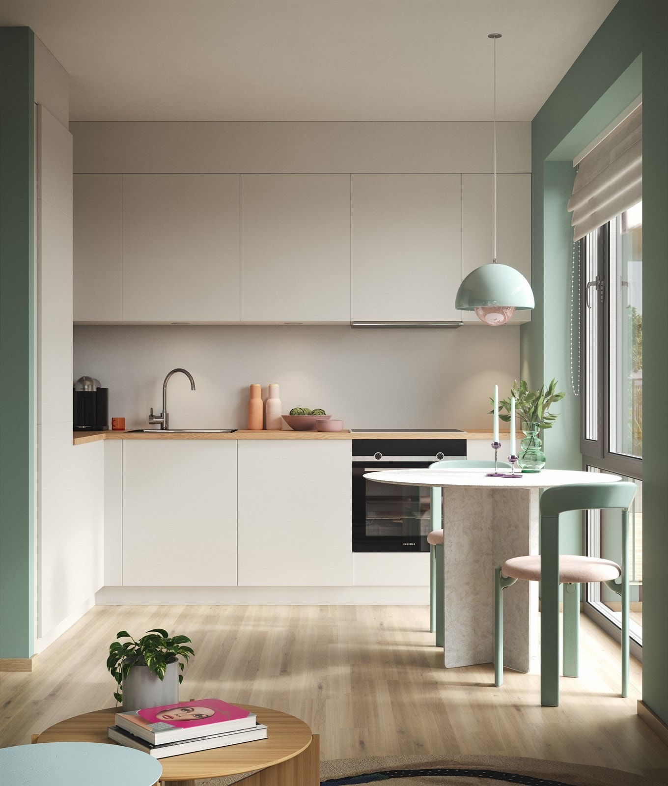 Den har en gjennomgående pen standard med 1-stavs gulv, kjøkken fra kvalitetsleverandøren Sigdal, balansert ventilasjon, vannbåren gulvvarme og mye mer! Galleribilde