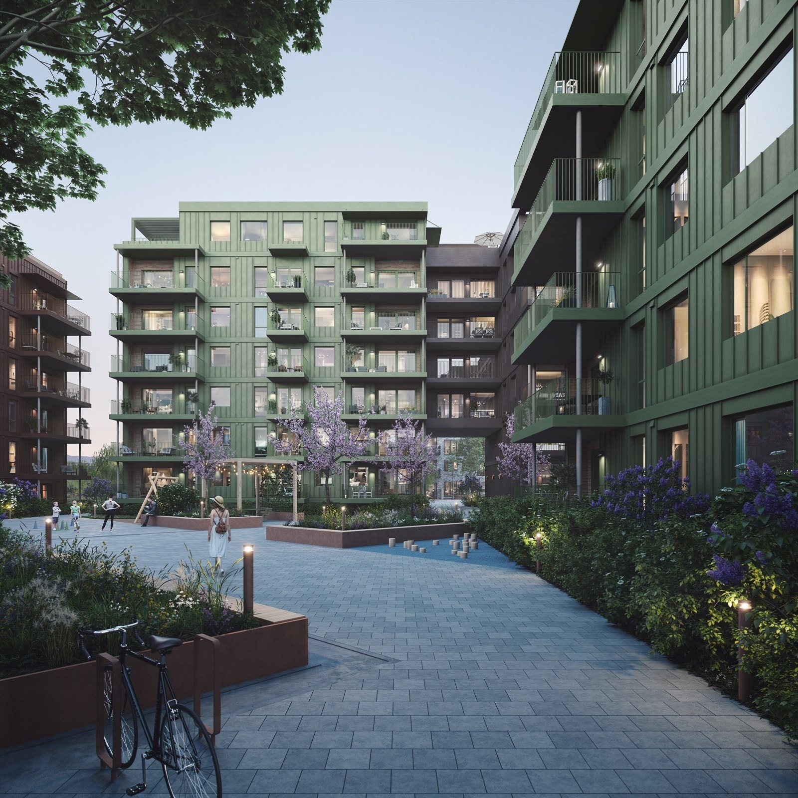 Tunet er en del av det attraktive prosjektet Leangen Bolig. Fellesområdet blir pent, parkmessig opparbeidet med flotte internveier og flere "grønne lunger" Galleribilde