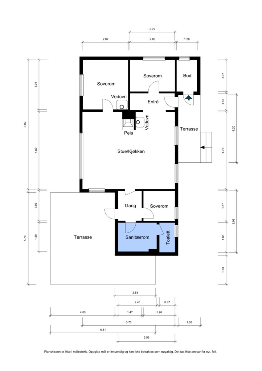 Plantegning for hytta. Galleribilde