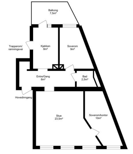 Soverom Nederst Høyre på 10 kvm som er ledig Galleribilde