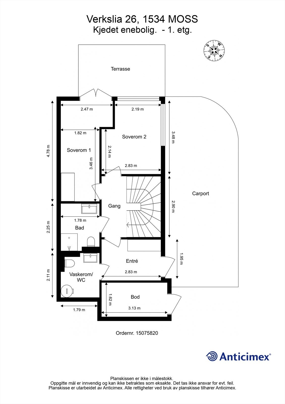 Veiledende skisse av første etasje / nedre plan. Galleribilde
